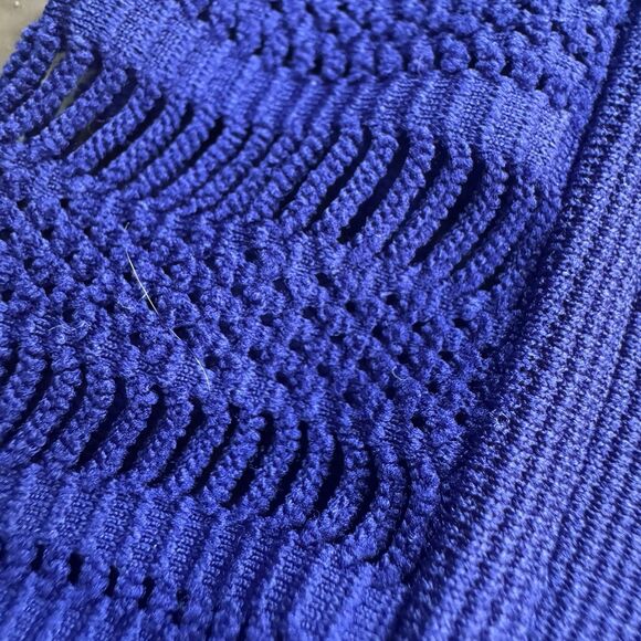 Express Midi Royal Blue Bodycon Body shape W Mesh Cutouts Dress Sz 2 - Picture 2 of 14